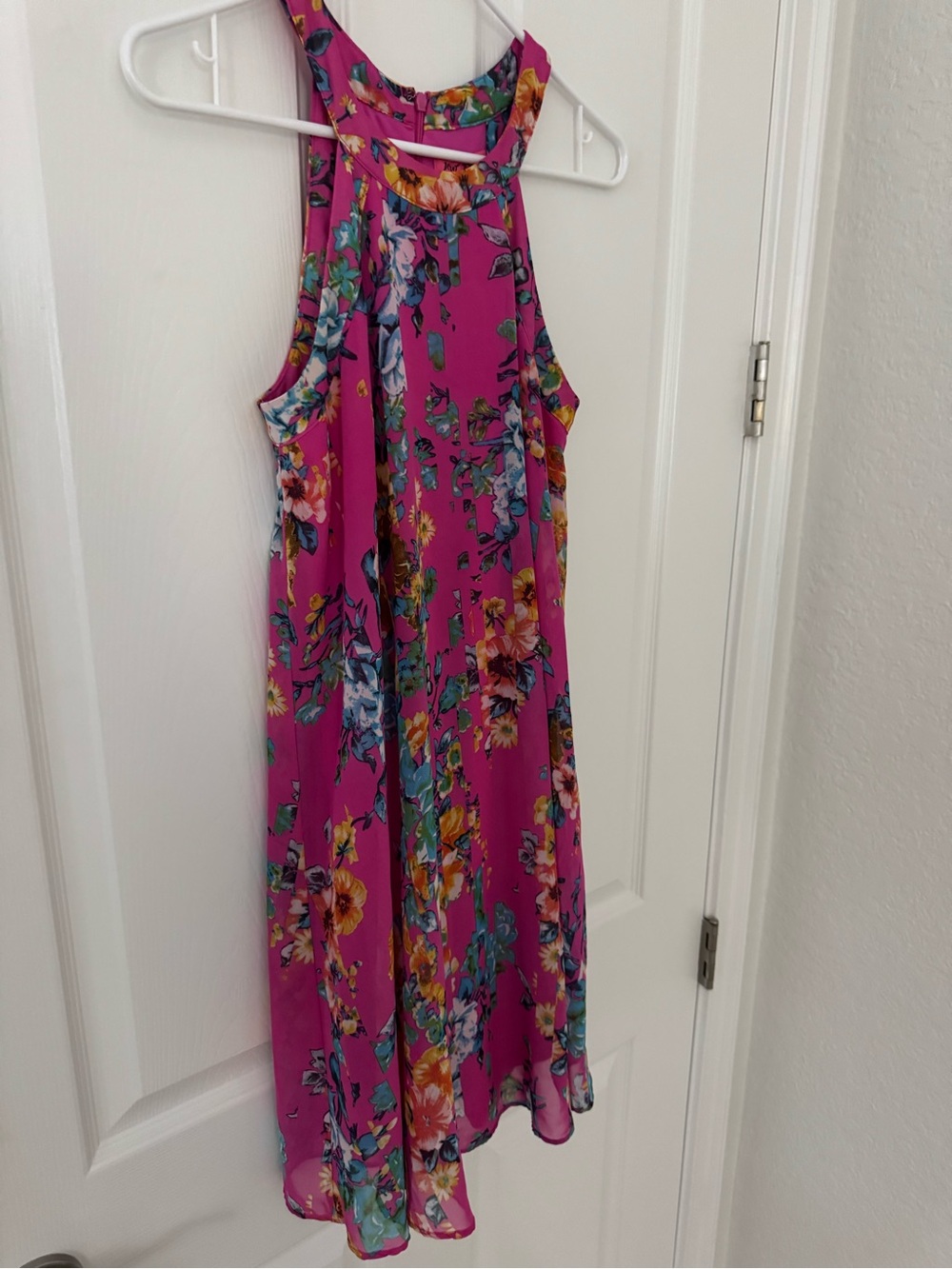 Betsey Johnson Pink Floral Chiffon Halter Dress Size 0 - Picture 2 of 12